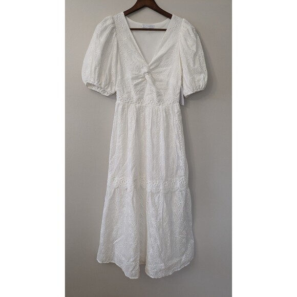 Baltic Born Off White Eyelet Maxi Dress XS Cottagecore Prairie Bridal Boho Lace - Picture 1 of 12